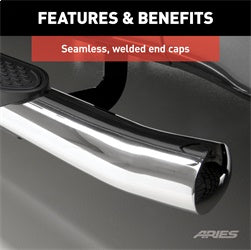 ARIES 4-in Oval Polished Stainless Steel Nerf Bars for Chevrolet/GMC Double Cab (2007-2019) - S224046-2