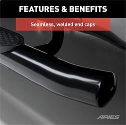ARIES 4-in Oval Black Steel Nerf Bars for Chevrolet/GMC Sierra 1500 Limited, Silverado/Sierra 1500, 2500 HD, 3500 HD Crew Cab (2019-2026) - S224053