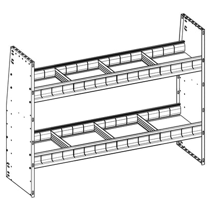 Aluminum Adjustable 2 Shelf Unit - 48" W x 36" H x 13" D