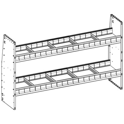 Aluminum Adjustable 2 Shelf Unit - 60" W x 36" H x 13" D