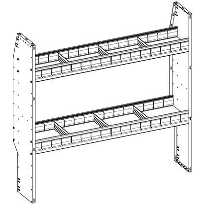 Aluminum Adjustable 2 Shelf Unit - 48" W x 46" H x 13" D