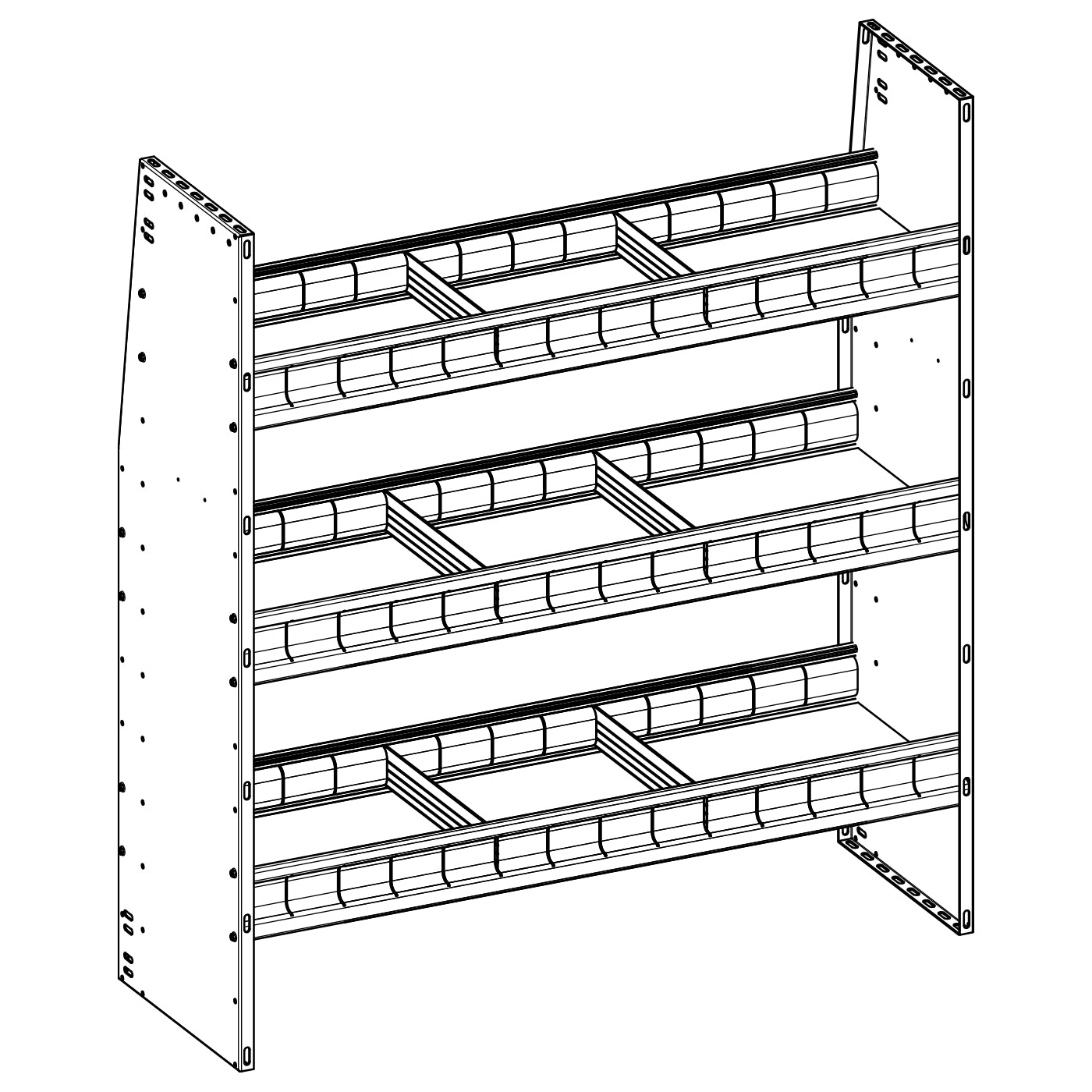 Aluminum Adjustable 3 Shelf Unit - 42" W x 48" H x 13" D