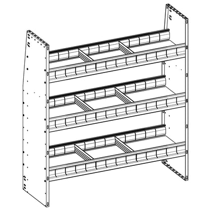 Aluminum Adjustable 3 Shelf Unit - 42" W x 48" H x 13" D