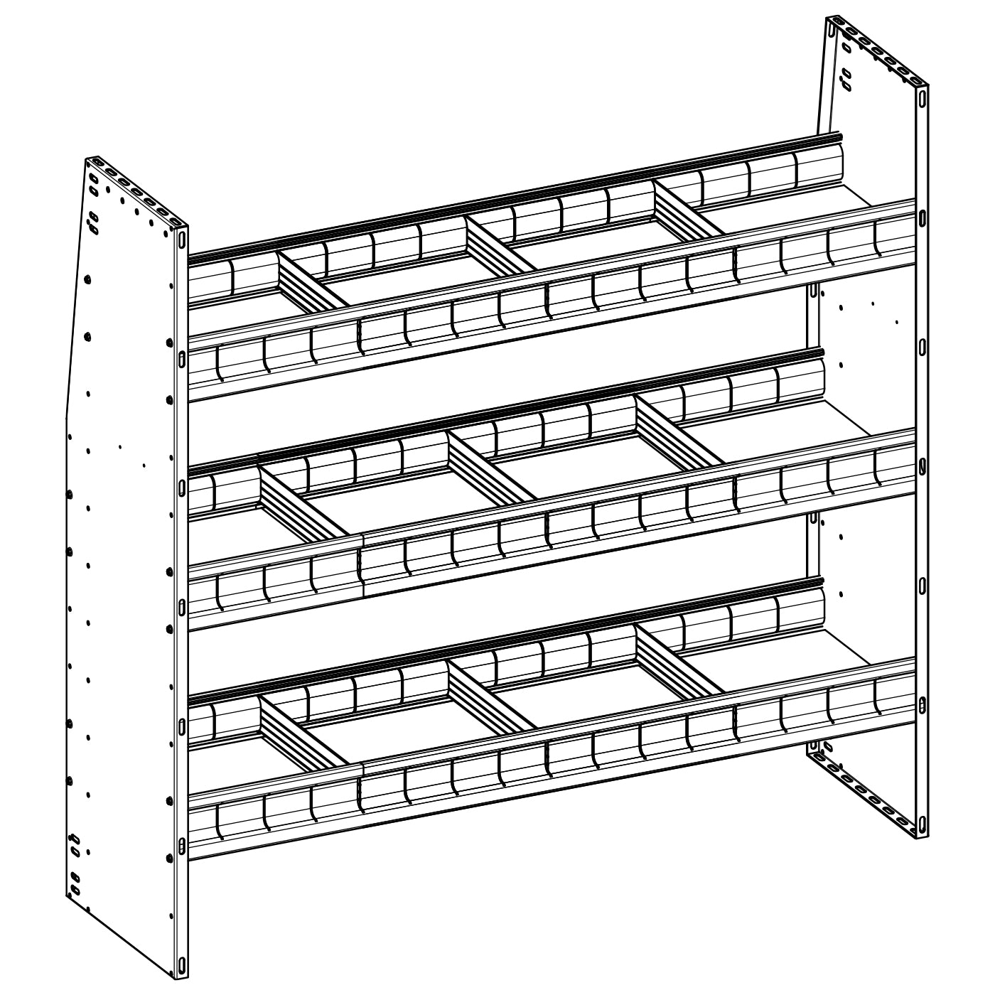 Aluminum Adjustable 3 Shelf Unit - 48" W x 48" H x 13" D