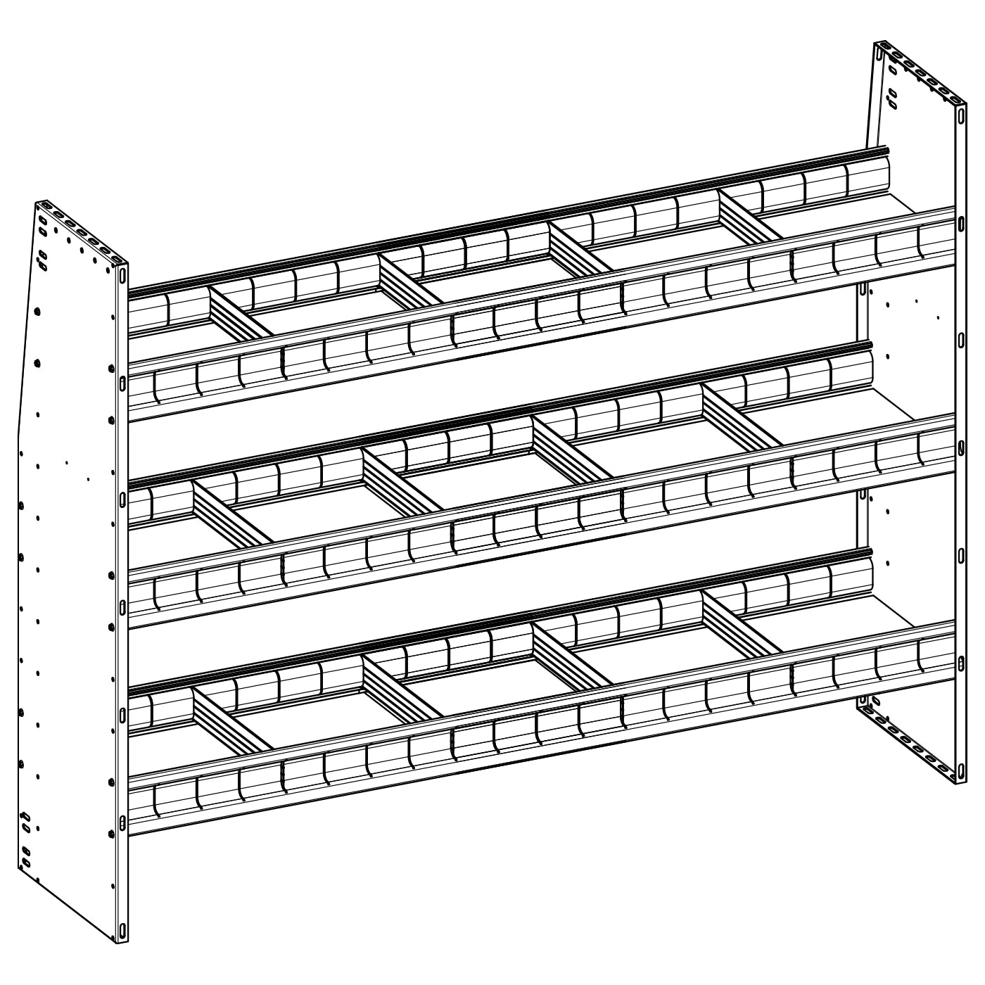 Aluminum Adjustable 3 Shelf Unit - 60" W x 48" H x 13" D