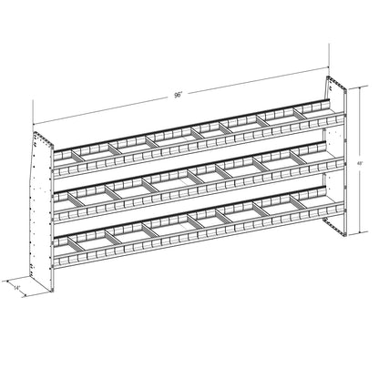 Aluminum Adjustable 3 Shelf Unit - 90" W x 48" H x 13" D