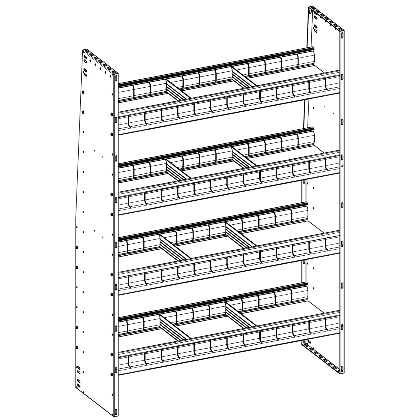Aluminum Adjustable 4 Shelf Unit - 42" W x 60" H x 13" D