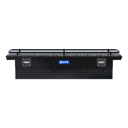 UWS Crossover Tool Box - 69-in - Low Profile - Single Lid - With Rail - Standard Tub - Secure Lock Handles - Gloss Black - SL-69-LP-BLK-R