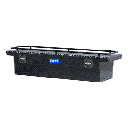 UWS Crossover Tool Box - 69-in - Low Profile - Single Lid - With Rail - Standard Tub - Secure Lock Handles - Gloss Black - SL-69-LP-BLK-R