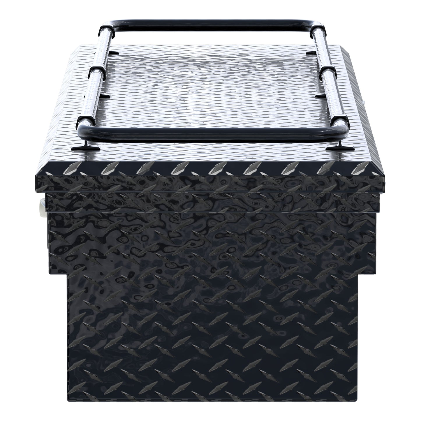 UWS Crossover Tool Box - 69-in - Low Profile - Single Lid - With Rail - Standard Tub - Secure Lock Handles - Gloss Black - SL-69-LP-BLK-R