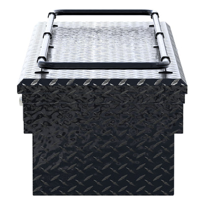 UWS Crossover Tool Box - 69-in - Low Profile - Single Lid - With Rail - Standard Tub - Secure Lock Handles - Gloss Black - SL-69-LP-BLK-R