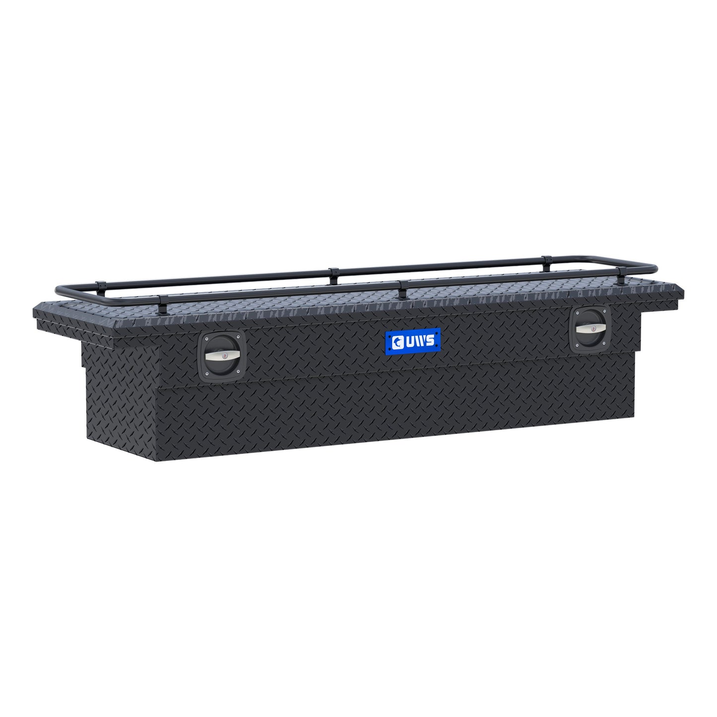 UWS Crossover Tool Box - 69-in - Low Profile - Single Lid - With Rail - Deep Angled Tub - Secure Lock Handles - Matte Black - SL-69-LP-MB-R