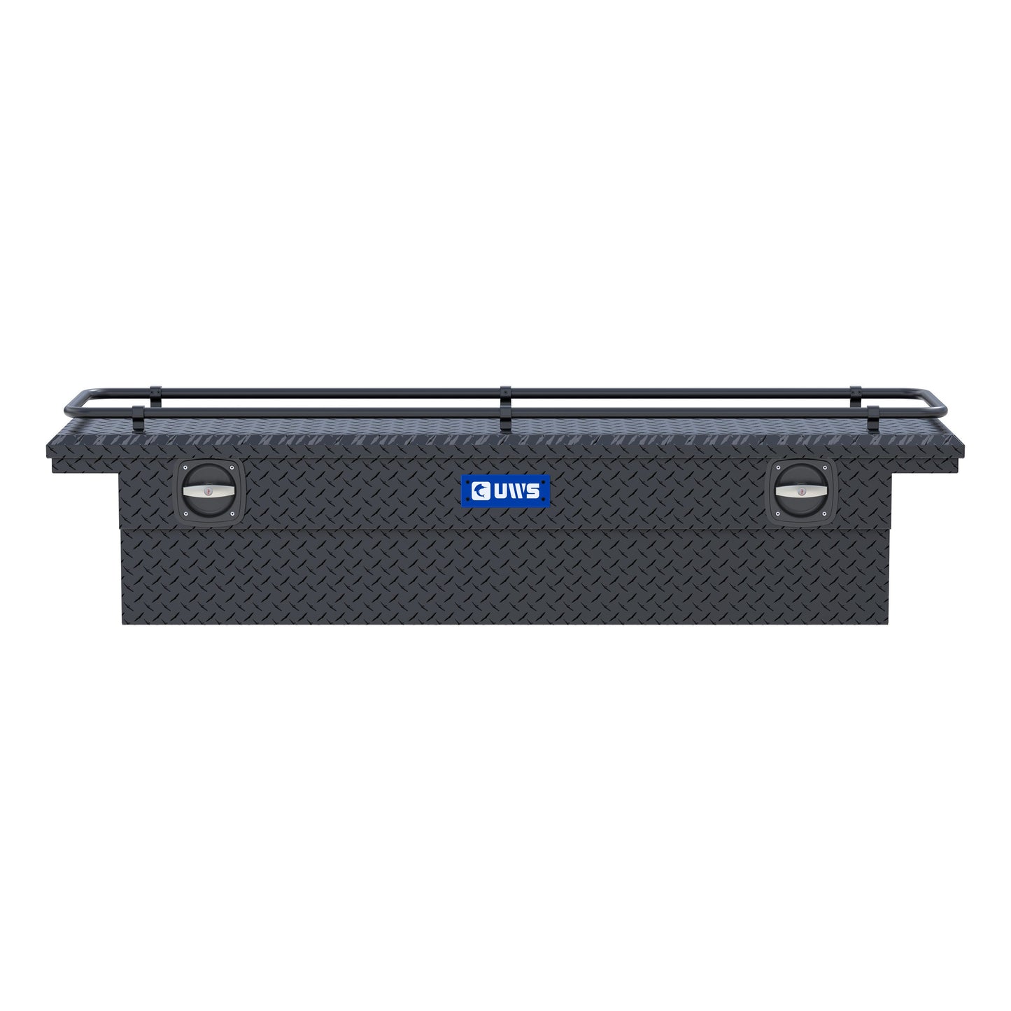UWS Crossover Tool Box - 69-in - Low Profile - Single Lid - With Rail - Deep Angled Tub - Secure Lock Handles - Matte Black - SL-69-LP-MB-R