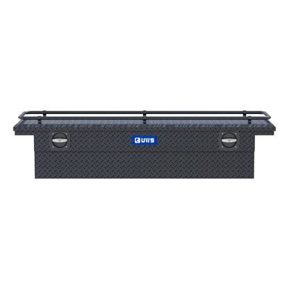 UWS Crossover Tool Box - 69-in - Low Profile - Single Lid - With Rail - Deep Angled Tub - Secure Lock Handles - Matte Black - SL-69-LP-MB-R