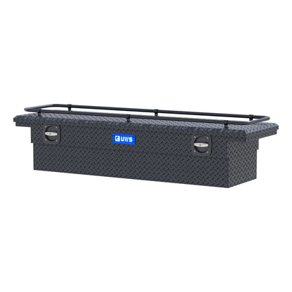 UWS Crossover Tool Box - 69-in - Low Profile - Single Lid - With Rail - Deep Angled Tub - Secure Lock Handles - Matte Black - SL-69-LP-MB-R