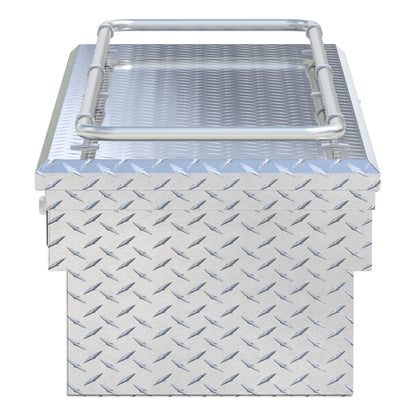 UWS Crossover Tool Box - 69-in - Low Profile - Single Lid - With Rail - Standard Tub - Secure Lock Handles - Bright Aluminum - SL-69-LP-R