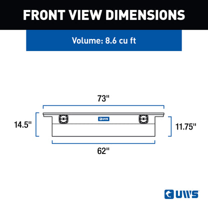 UWS Crossover Tool Box - 72-in - Low Profile - Single Lid - Standard Tub - Secure Lock Handles - Gloss Black - SL-72-LP-BLK