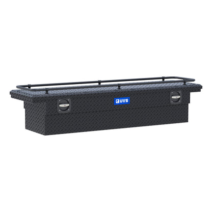 UWS Crossover Tool Box - 72-in - Low Profile - Single Lid - With Rail - Standard Tub - Secure Lock Handles - Matte Black - SL-72-LP-MB-R