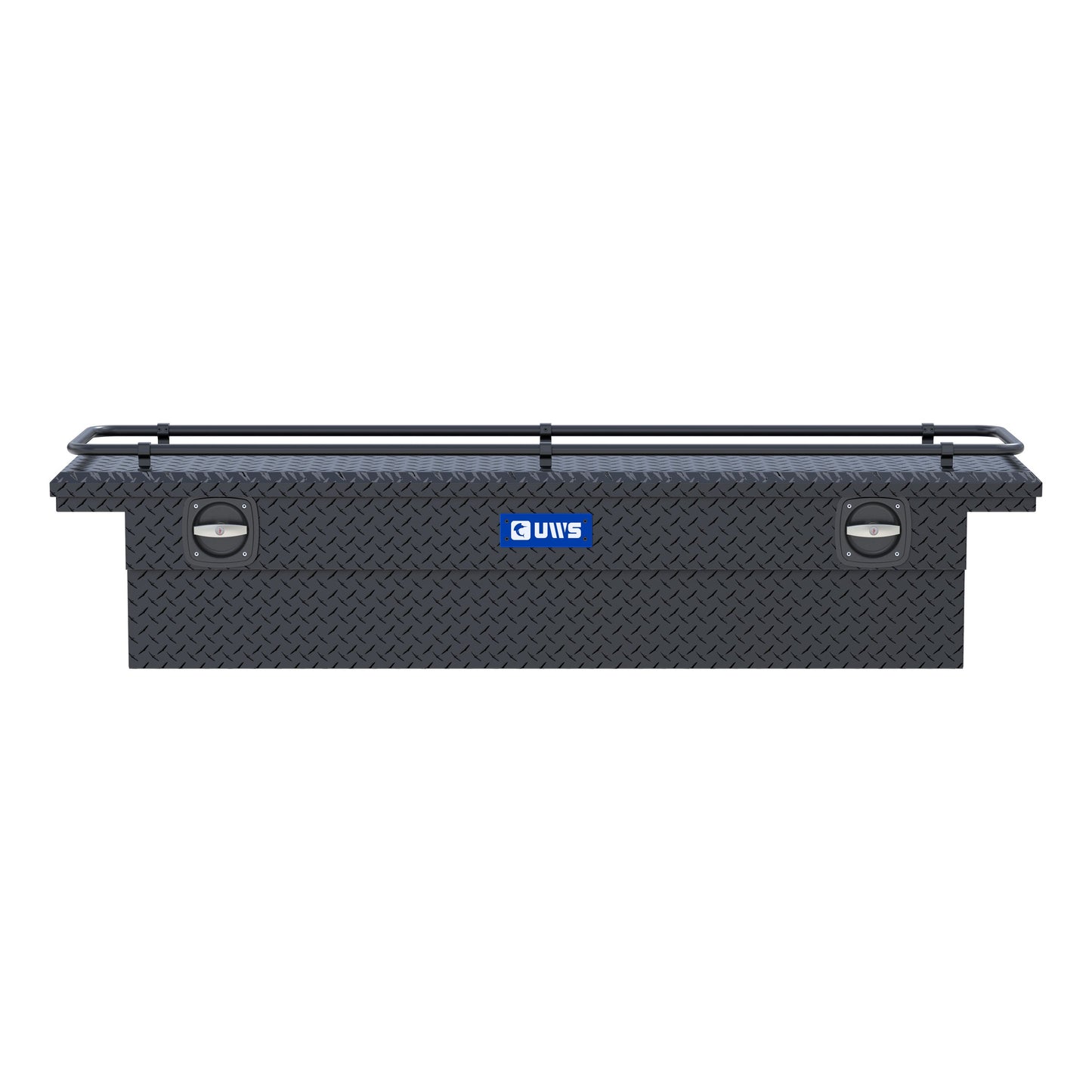 UWS Crossover Tool Box - 72-in - Low Profile - Single Lid - With Rail - Standard Tub - Secure Lock Handles - Matte Black - SL-72-LP-MB-R