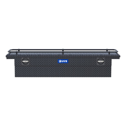 UWS Crossover Tool Box - 72-in - Low Profile - Single Lid - With Rail - Standard Tub - Secure Lock Handles - Matte Black - SL-72-LP-MB-R