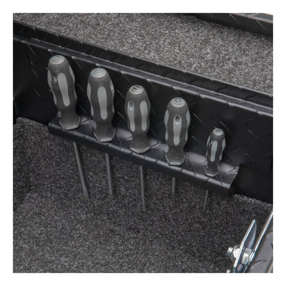 UWS Crossover Tool Box - 72-in - Low Profile - Single Lid - With Rail - Standard Tub - Secure Lock Handles - Matte Black - SL-72-LP-MB-R