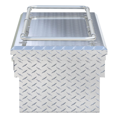 UWS Crossover Tool Box - 72-in - Low Profile - Single Lid - With Rail - Standard Tub - Secure Lock Handles - Bright Aluminum - SL-72-LP-R