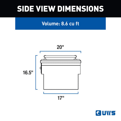 UWS Crossover Tool Box - 72-in - Low Profile - Single Lid - With Rail - Standard Tub - Secure Lock Handles - Bright Aluminum - SL-72-LP-R