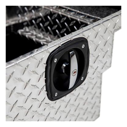 UWS Crossover Tool Box - 72-in - Low Profile - Single Lid - With Rail - Standard Tub - Secure Lock Handles - Bright Aluminum - SL-72-LP-R