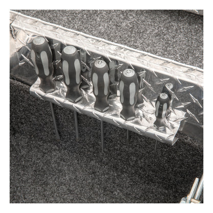 UWS Crossover Tool Box - 72-in - Low Profile - Single Lid - With Rail - Standard Tub - Secure Lock Handles - Bright Aluminum - SL-72-LP-R