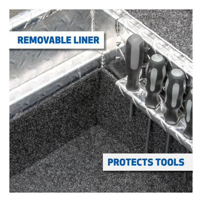 UWS Crossover Tool Box - 72-in - Low Profile - Single Lid - With Rail - Standard Tub - Secure Lock Handles - Bright Aluminum - SL-72-LP-R