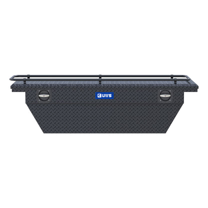 UWS Crossover Tool Box - 69-in - Low Profile - Single Lid - With Rail - Deep Angled Tub - Secure Lock Handles - Matte Black - SLD69-A-LP-MB-R