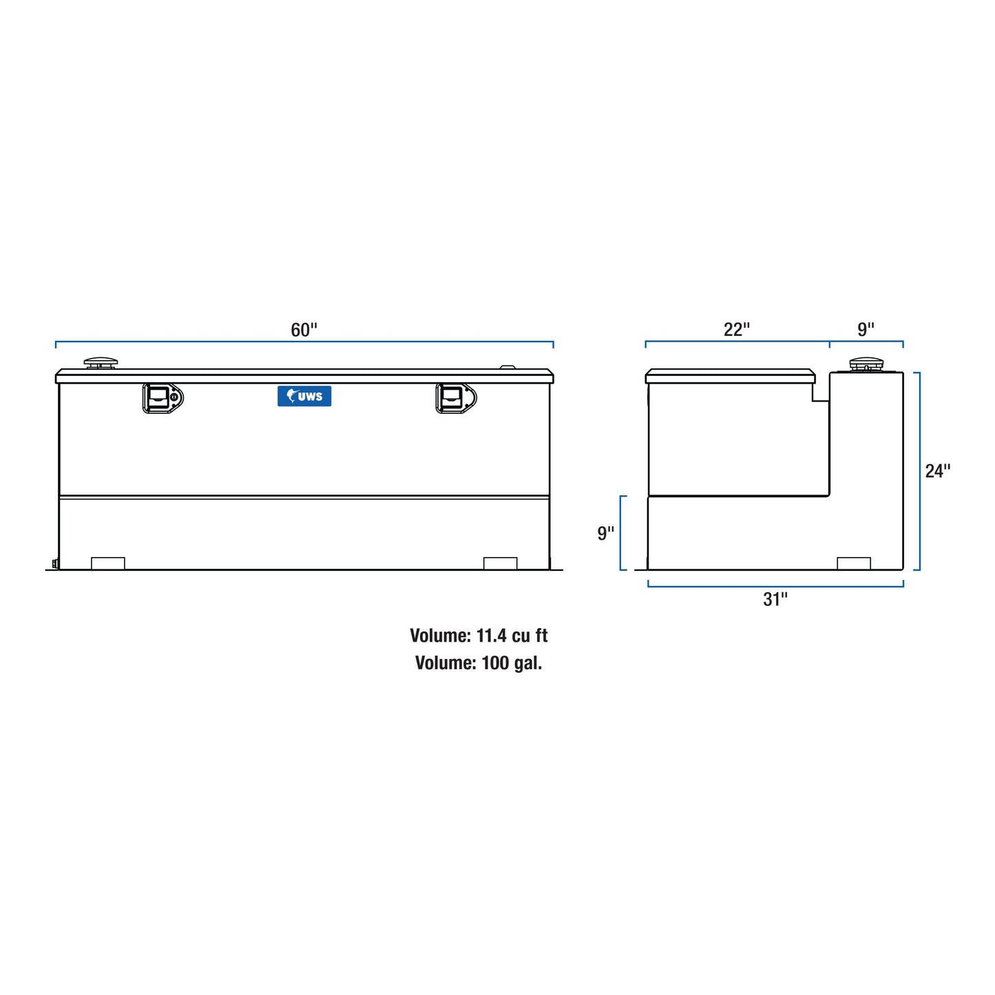 UWS 100-Gallon Combo Steel Transfer Tank - White - ST-100-COMBO-W