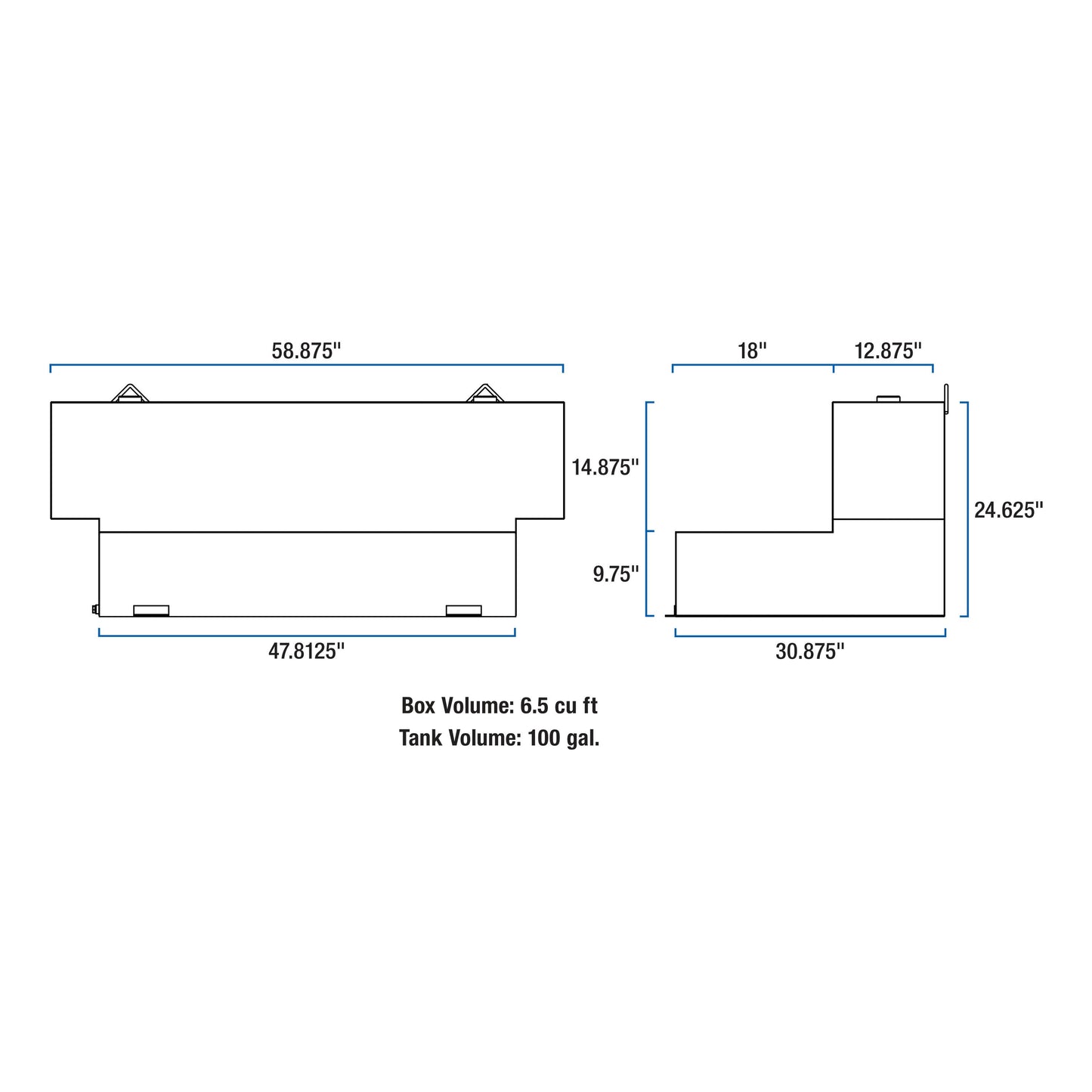 UWS Hammerhead-Style Steel Transfer Tank - Matte Black - ST-100HH-MB