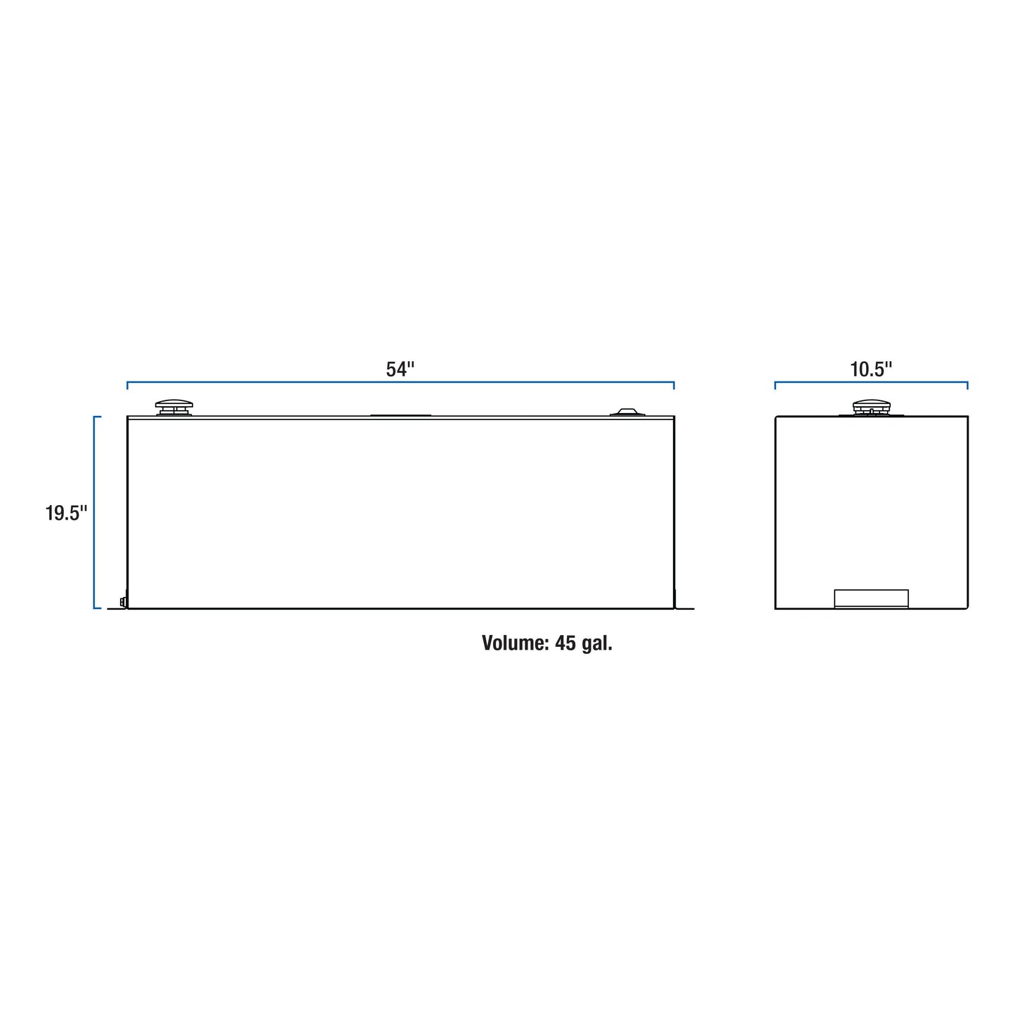 UWS 45-Gallon Rectangle Steel Transfer Tank - Matte Black - ST-45-R-MB