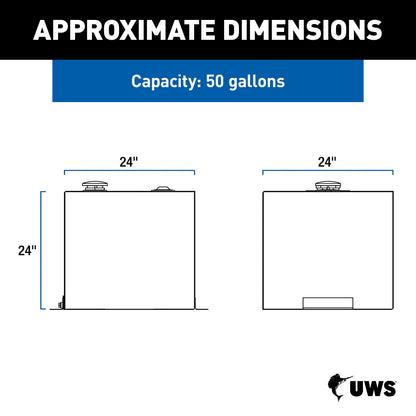 UWS 53-Gallon Rectangle Steel Transfer Tank - White - ST-53-R-W