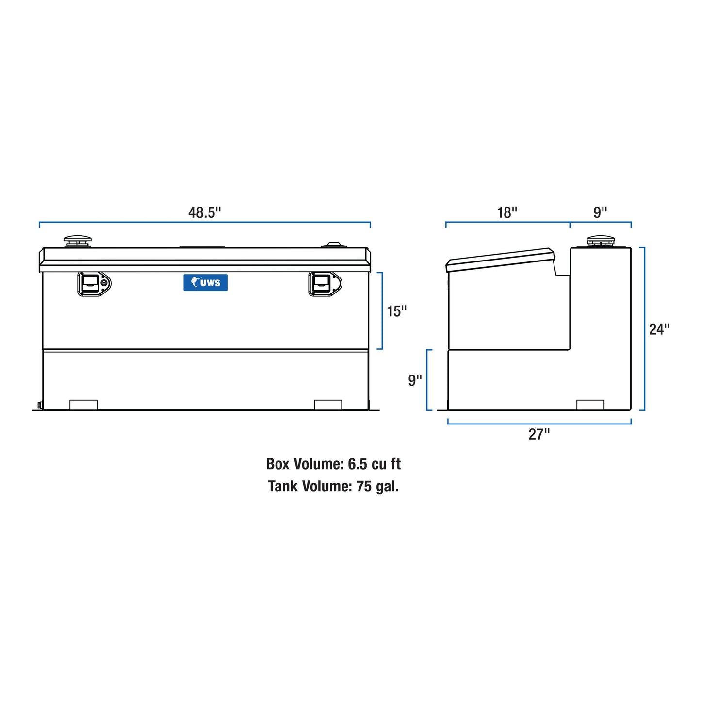 UWS 75-Gallon Combo Steel Transfer Tank - White - ST-75-COMBO-W