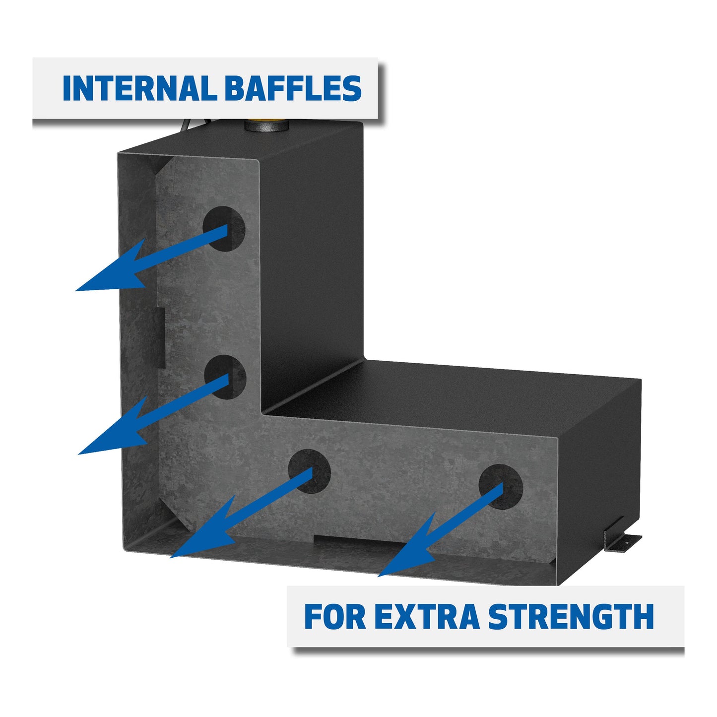 UWS 75-Gallon L-Shape Steel Transfer Tank - Matte Black - ST-75-L-MB