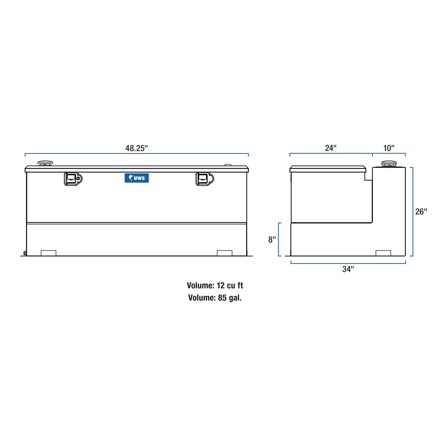 UWS 85-Gallon Combo Steel Transfer Tank - White - ST-85-COMBO-W