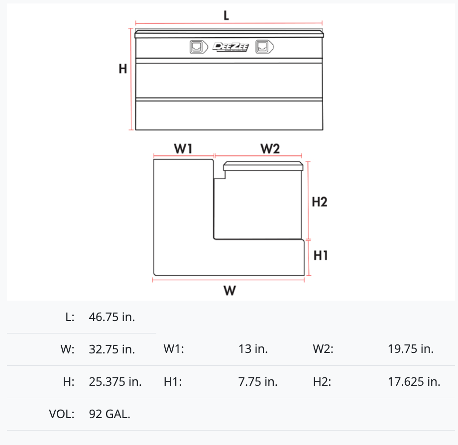Dee Zee 92 Gallon Transfer Tank & Toolbox Combo - 47-in W - Black - DZ92647B
