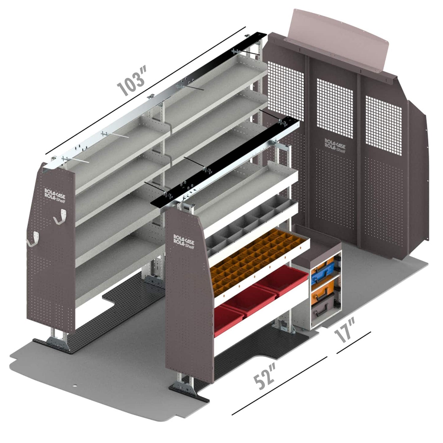 Rola-Case Service Bin Package for Ford Transit - 148-in WB - High Roof