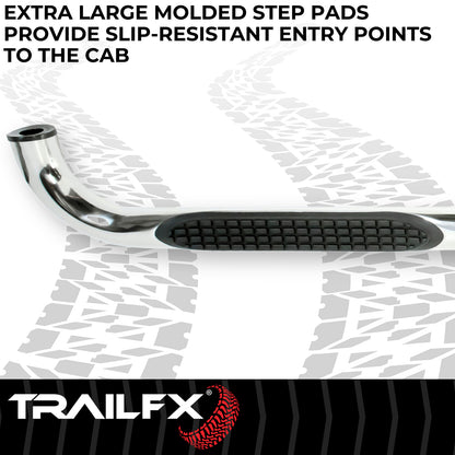TrailFX 3" Round Bent Step Nerf Bars W/ Step Pads Polished Stainless Steel For Ford F-150 - 1130301041