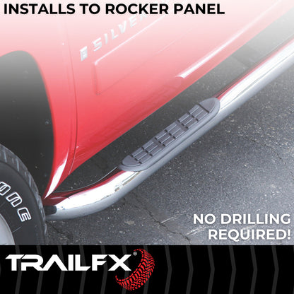 TrailFX 3" Round Bent Step Nerf Bars W/ Step Pads Polished Stainless Steel For Ford F-150 - 1130301041