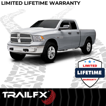 TrailFX 3" Round Bent Step Nerf Bars W/ Step Pads Polished Stainless Steel For Ford F-150 - 1130301041