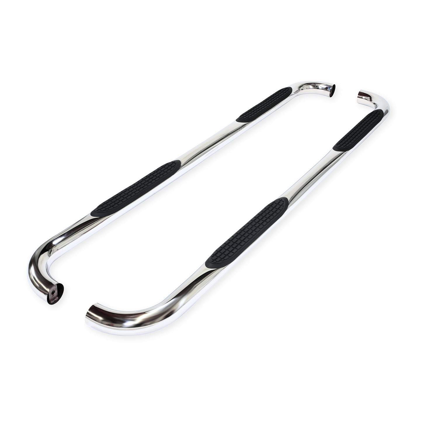 TrailFX 3" Round Bent Step Nerf Bars W/ Step Pads Polished Stainless Steel For Toyota Tundra - 1150550071