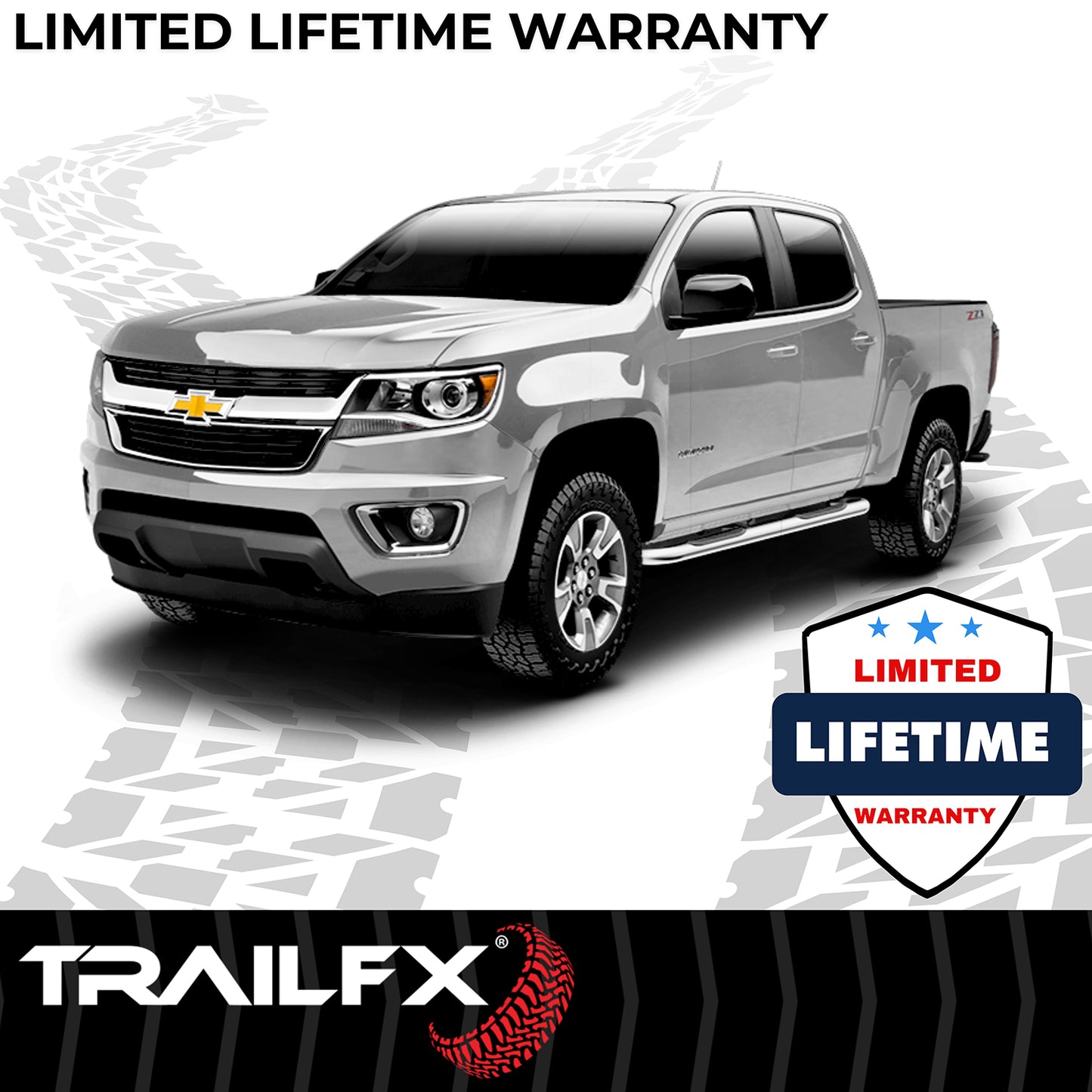 TrailFX 3" Round Bent Step Nerf Bars W/ Step Pads Polished Stainless Steel For Toyota Tundra - 1150550071