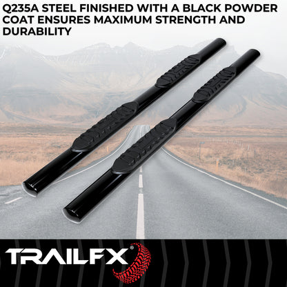 TrailFX 4" Oval Straight Step Nerf Bars W/ Step Pads Black For Ram Ram 1500/Ram 2500 - 2920212023