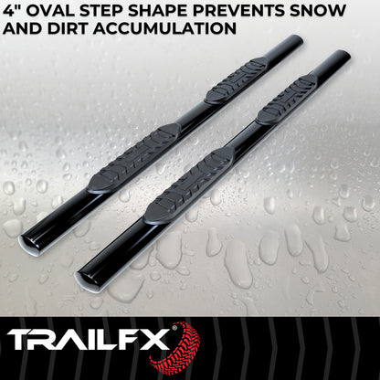 TrailFX 4" Oval Straight Step Nerf Bars W/ Step Pads Black For Toyota Tacoma - 2950522053