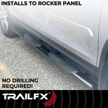 TrailFX 4" Oval Straight Step Nerf Bars W/ Step Pads Black For Toyota Tacoma - 2950522053
