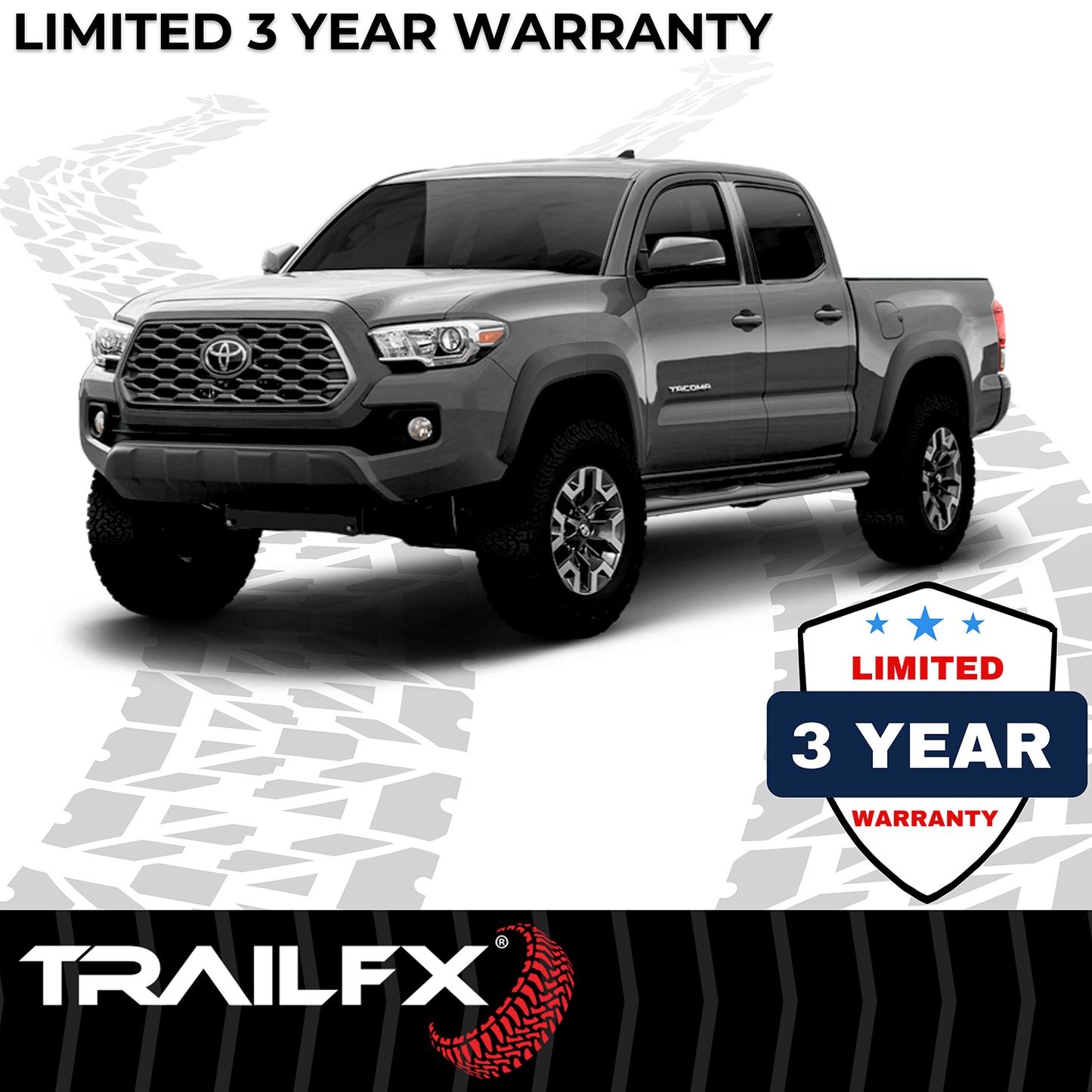 TrailFX 4" Oval Straight Step Nerf Bars W/ Step Pads Black For Toyota Tacoma - 2950522053