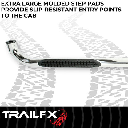 TrailFX 3" Round Bent Step Nerf Bars W/ Step Pads Polished Stainless Steel For Ram 1500/1500 Classic - A0048S